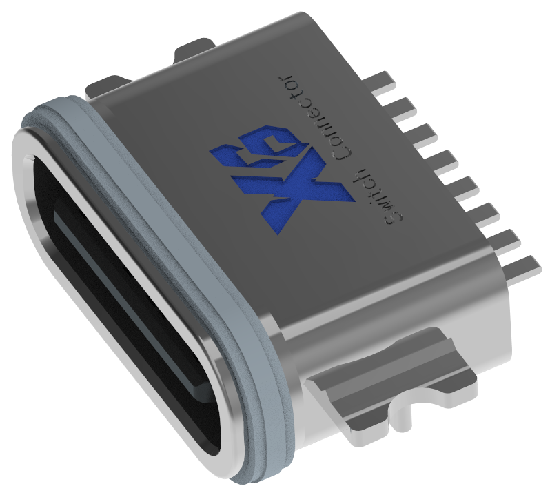 XB-TYPE C 8P-7 IPX7 USB TYPE C 8 P沈殿板1.2防水メスホルダL=6.7 mm（ストリップ鋼板）（U型亜鉛合金ハウジング）
